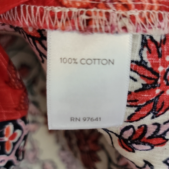 J. Jill Red and Cream Floral Women's Shirt, New With Tag - Picture 4 of 10